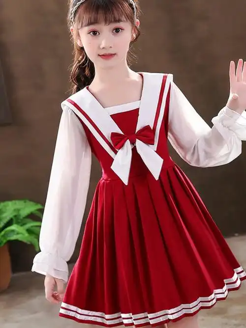 女童连衣裙秋装2021新款洋气儿童裙子中大童女孩秋季学院风公主裙