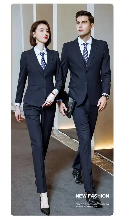 藏青色西服套装男女商务装4s店工装气质职业西装工作服 男-中灰色-c版