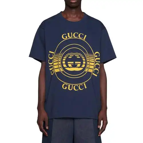 gucci/古驰 男士短袖t恤唱片印花超大造型t恤 616036-xjcsq