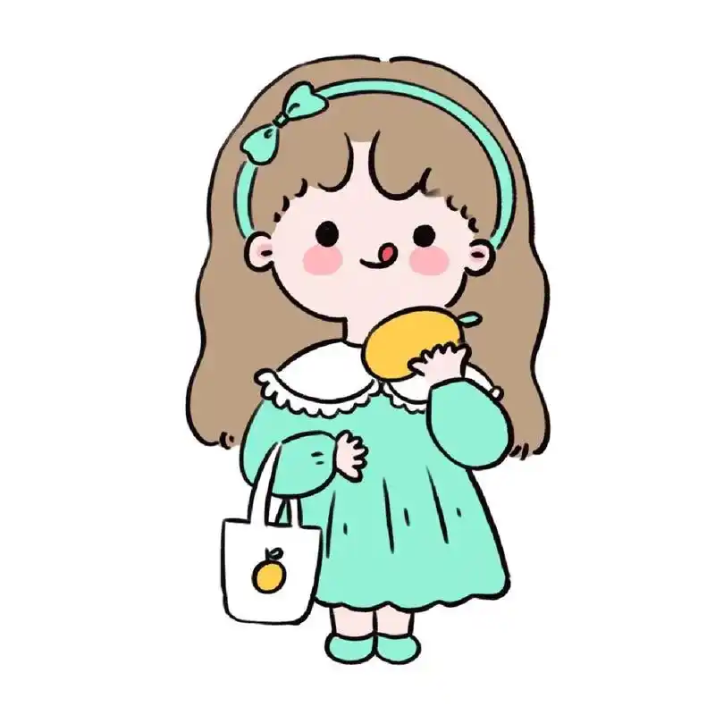 可爱小女孩简笔画贴纸手帐素材