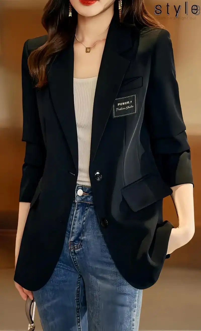 休闲小西装外套时尚气质韩版修身宽松女神范西服上衣高端大气,时 - 抖