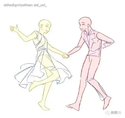 绘画参考丨双人舞蹈姿势素材