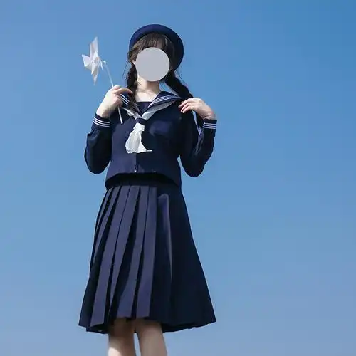 山川会社jk全蓝拉链jk基础款水手服套装原创正统裙三本学院风制服