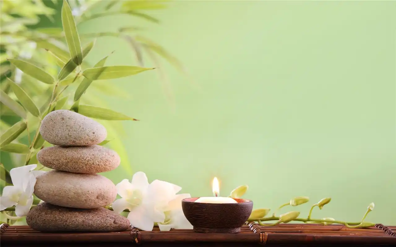 竹子与石头意境写意高清桌面壁纸下载