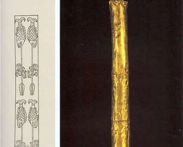 蜀王生前使用的金杖,也被埋入三星堆的坑中,众人推测这是随葬品