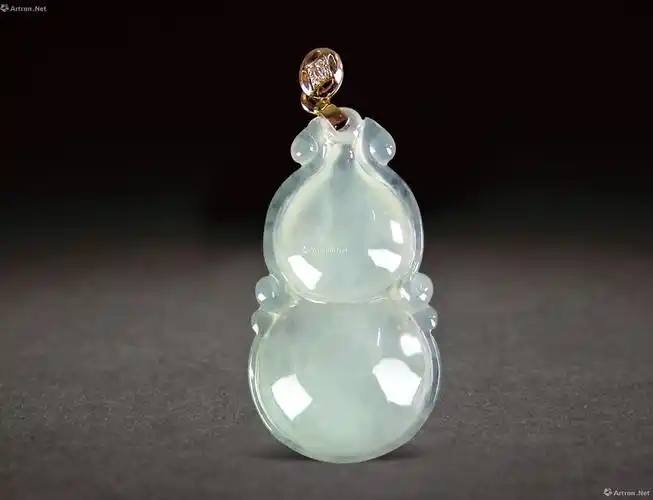 039418k金镶钻扣翡翠葫芦福禄挂坠