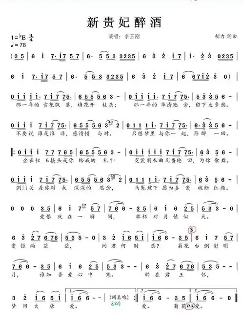 简谱唱谱   #歌曲   #贵妃醉酒