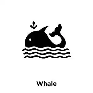 标志概念鲸鱼标志在透明背景, 充满黑色符号照片