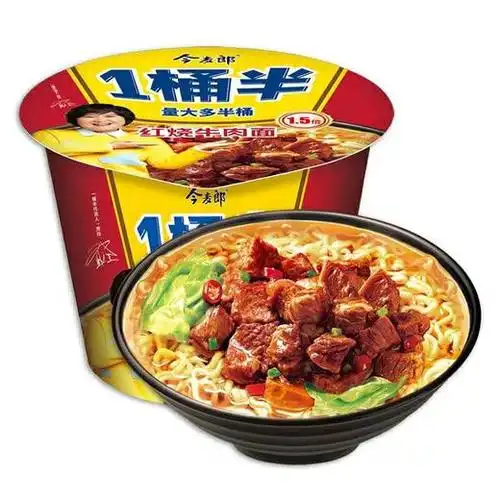 今麦郎一桶半桶面红烧牛肉葱香排骨酸豆角