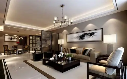 120平米三室户中式风格装修效果图-广州美团网