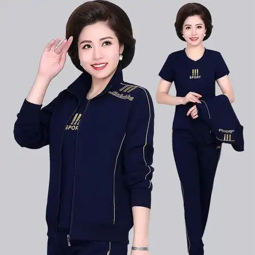 中老年妈妈春秋2020新款休闲运动服套装50岁60大码中年女装春装