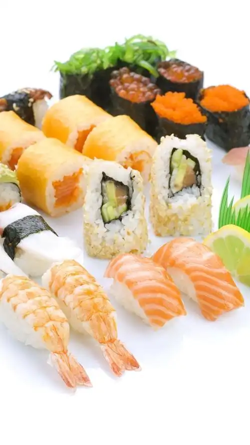 海鲜,寿司,虾,白色背景 4k