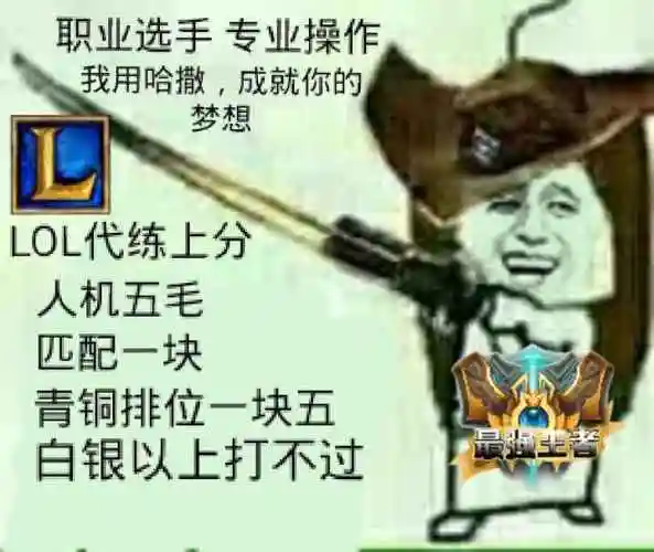 五毛,匹配一块,青铜排位一块五,白银以上打不过_上分_我用_哈撒表情