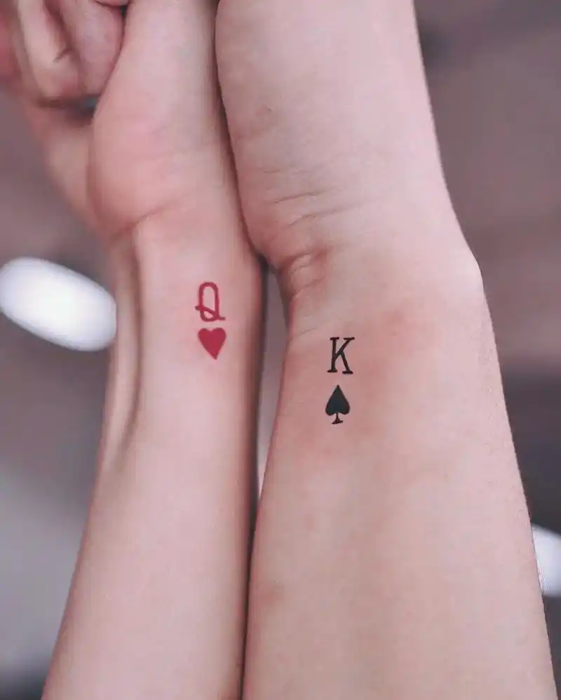 情侣手腕图案,红桃皇后黑桃国王