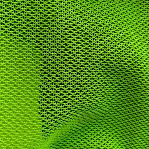 来样定做 荧光黄偏绿 k093上浆 荧光网布 鱼网布 反光背心料