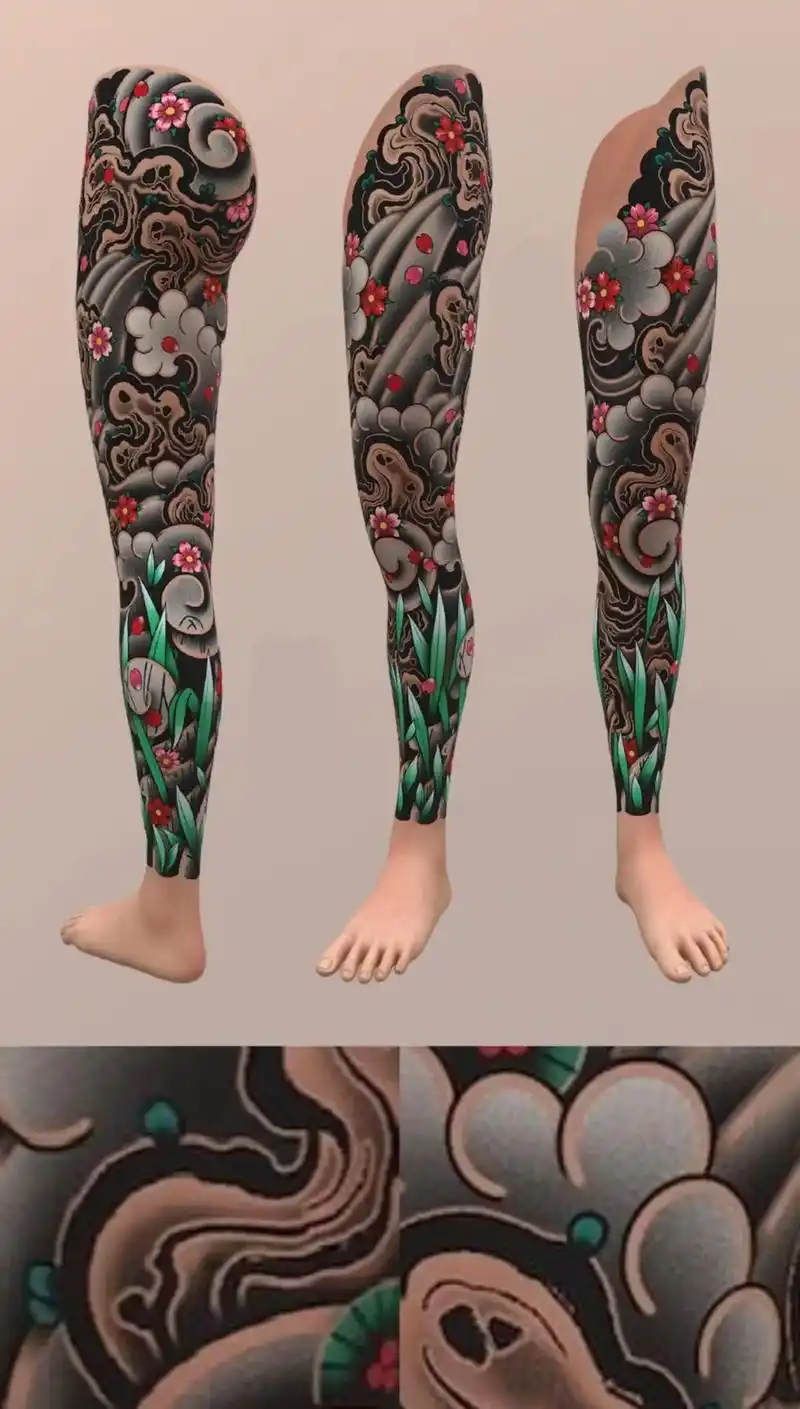 花腿纹身手稿 #传统纹身手稿 #武汉 - 抖音