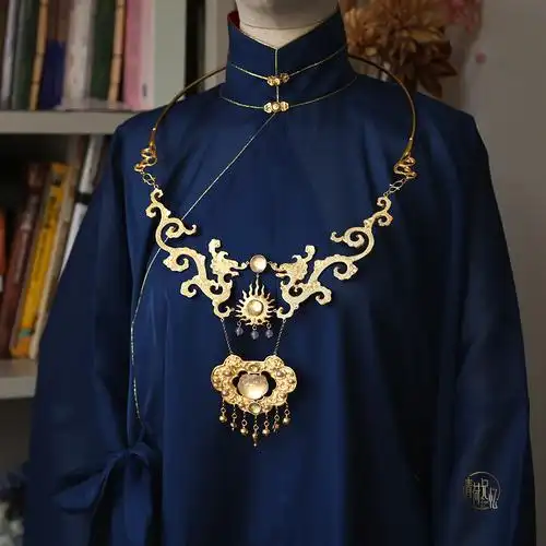 【项圈】重工龙纹如意珍珠多宝锁璎珞项圈 - 『青荷记忆』朝.蓬莱