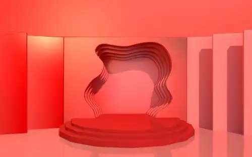 红色造型的舞台背景3d插画