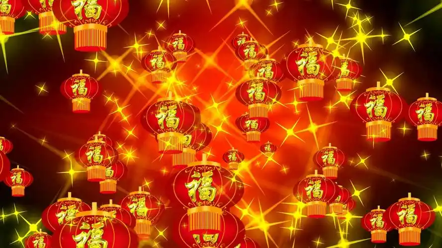 新年节日大红灯笼高高挂舞台背景视频