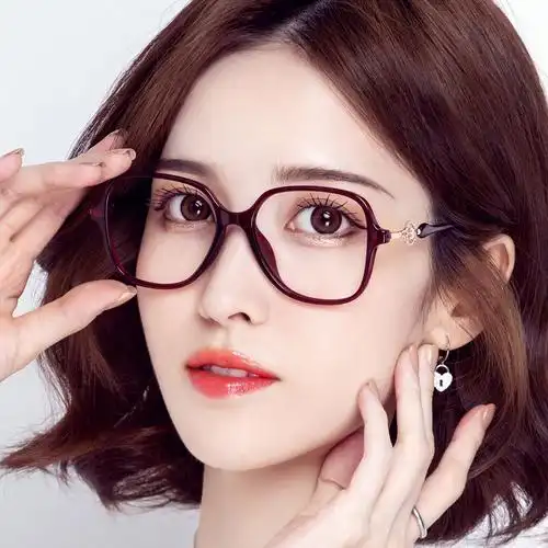 防蓝光近视眼镜女大脸优雅镶钻变色眼镜明月镜片多焦点远近两用潮