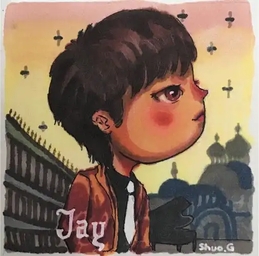 周杰伦手绘专辑封面头像