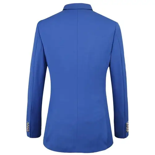 热销跨境专供欧码双排扣职业装宝蓝色西装套装男士商务西服两件套