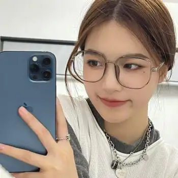 透明框眼镜女平光镜素颜神器圆脸透明斯文败类圆脸仙女复古眼镜框 透