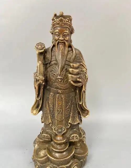 鼎盛福纯铜站文财神摆件纳福进宝如意元宝神像居家客厅玄关桌面摆设 d