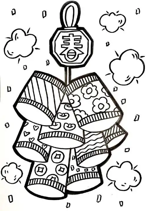 全网超全的新年创意简笔画!可打印#简笔画