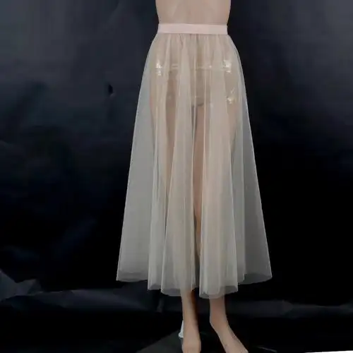 网纱外罩透视双层大摆纱裙半身蓬蓬裙舞舞蹈半身裙