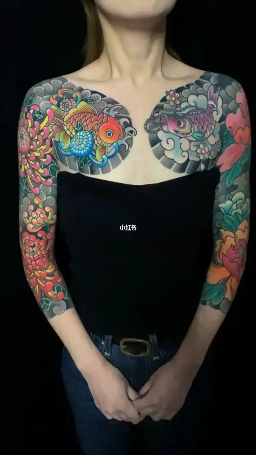 半胛七分袖#天津纹身  #花臂纹身  #半胛纹身
