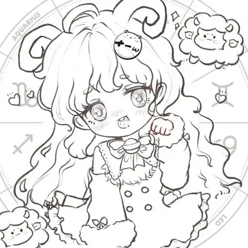 儿绘画挑战营  #线稿  #白羊座  #头像分享  #可爱头像  #星座  #q版