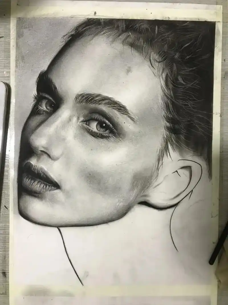 超写实人像素描.不用排线也可以画的素描,而且是那么的唯美,莫 - 抖音