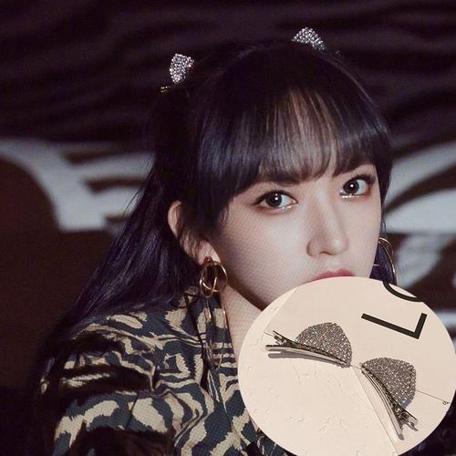 程潇同款猫耳朵镶钻发夹个性满钻鸭嘴夹可爱猫女造型顶夹对夹