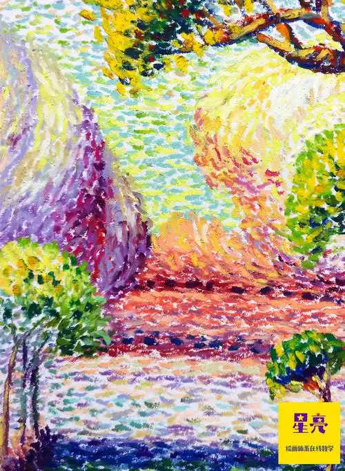 油画棒点彩风景