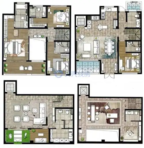 【中铁建花语江南_苏州中铁建花语江南楼盘】四居室户型图|4室5厅1厨7