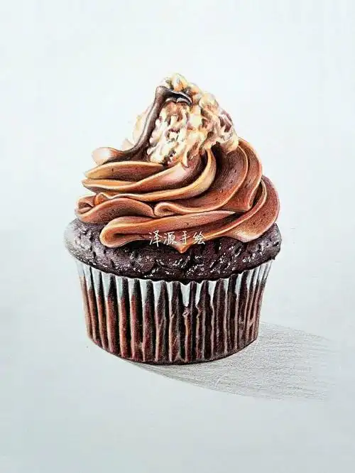 彩铅手绘-巧克力冰激凌蛋糕〕作者:@泽源手绘