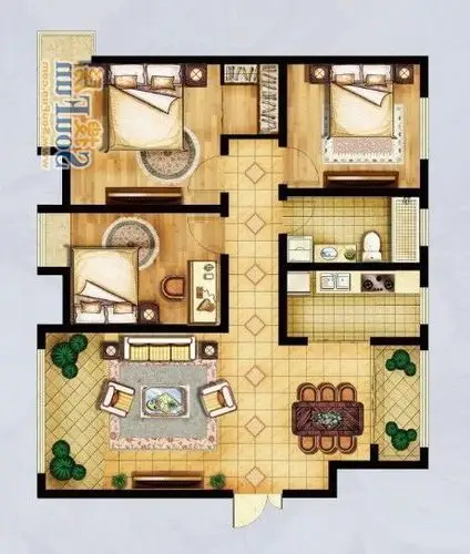 请问使用面积80平方米的三室两厅一卫一厨户型(哈尔滨),水地暖分集水