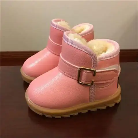 女婴小宝宝男宝宝鞋冬加绒潮鞋冬季冬靴磨砂皮宝宝雪地靴幼儿防水
