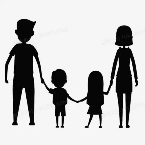 本作品全称为《黑色简约风温馨的四口之家手牵手背影创意元素》,由迷