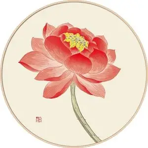 心经装饰画圆形莲花佛堂佛像观音挂画佛字画玄关禅意茶室荷花图