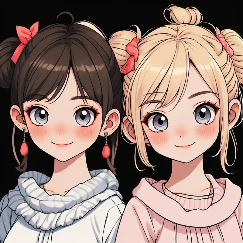 99 为你们带来一组超级可爱的姐妹卡通头像,快快挑选你和你的姐妹都