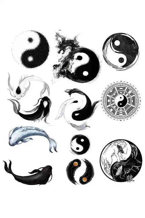 水墨双鱼八卦水海报素材