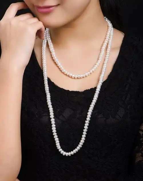 秋冬尚新演绎优雅搭配之毛衣链 仙蒂瑞拉 【至爱】120cm 天然淡水珍珠