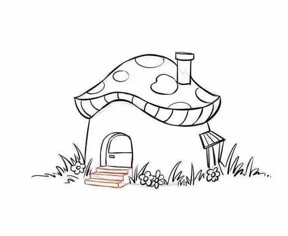 鹅卵石房子简笔画涂色