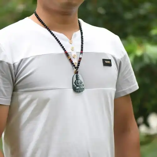 玉观音慕溪源和田吊坠男士项链玉石观音菩萨挂件项坠