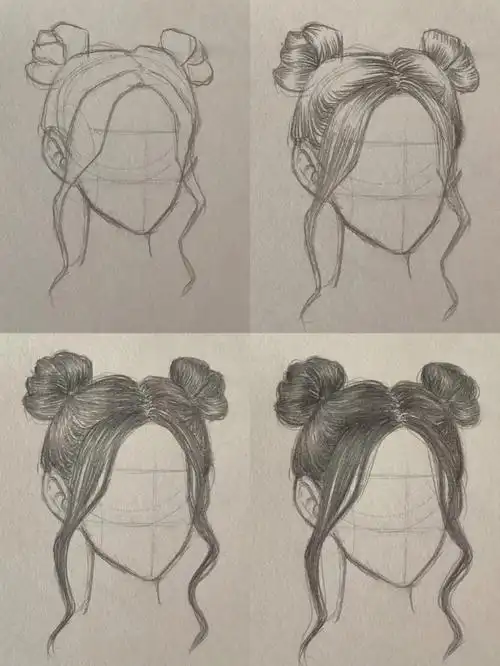 双丸子头手绘教程