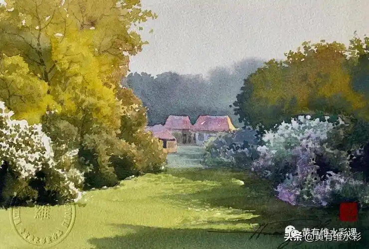 画一幅秋天的树丛画一幅秋天的树林