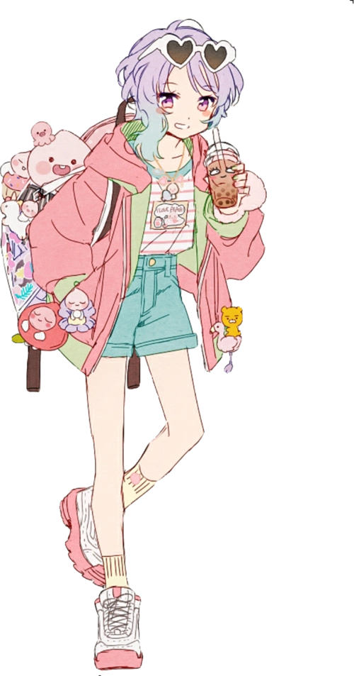 可爱少女 手帐免扣素材人物