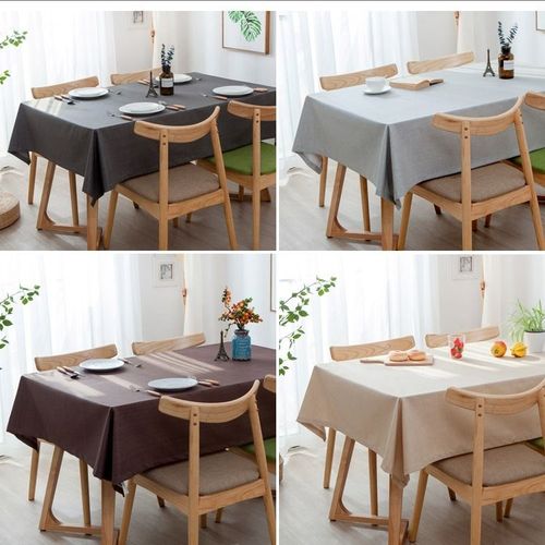 ins防水棉麻餐桌布艺茶几纯色亚麻家用台布灰色咖啡色加厚桌布